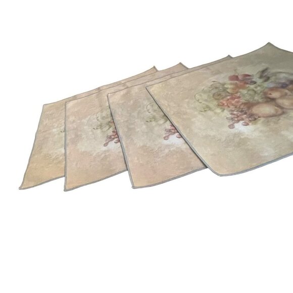 Set of 4 Vintage Cheri Blum Fruit Cloth Dinner Linens Napkins 18.5" Square - Picture 8 of 13